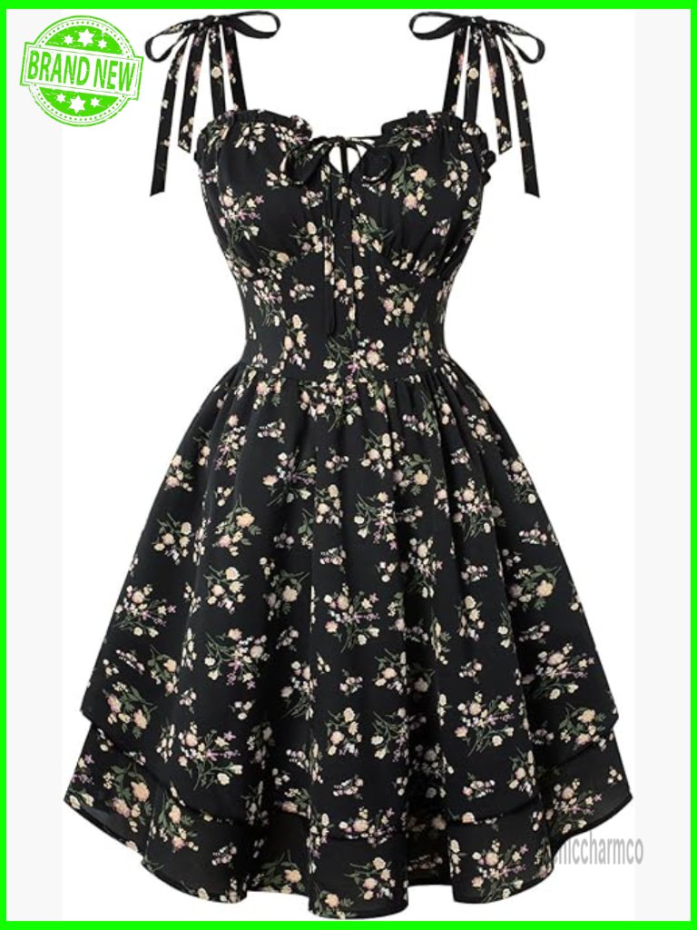 Floral Mini Sundress With Corset Bodice Strapless Smocked Back